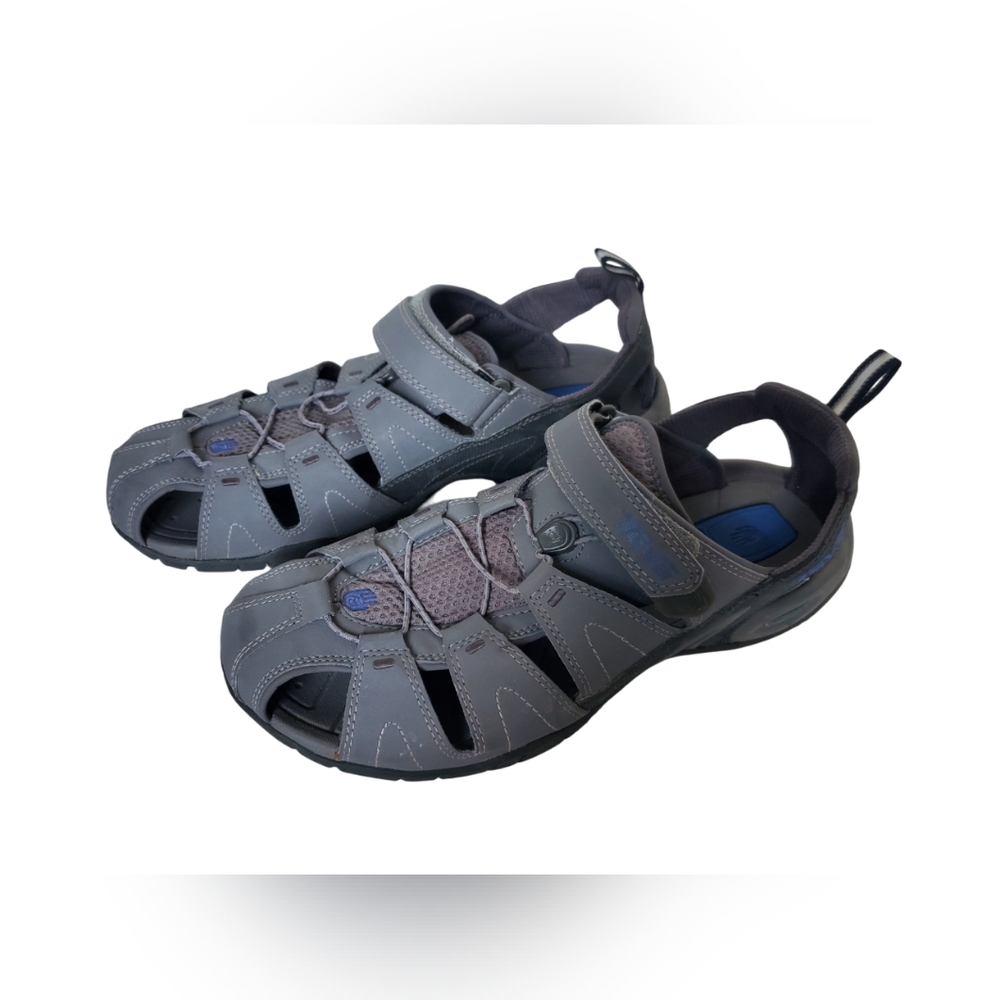 Teva Dozer Closed Toe Sport Fisherman Sandal Gray Blue Men's sz 11.5